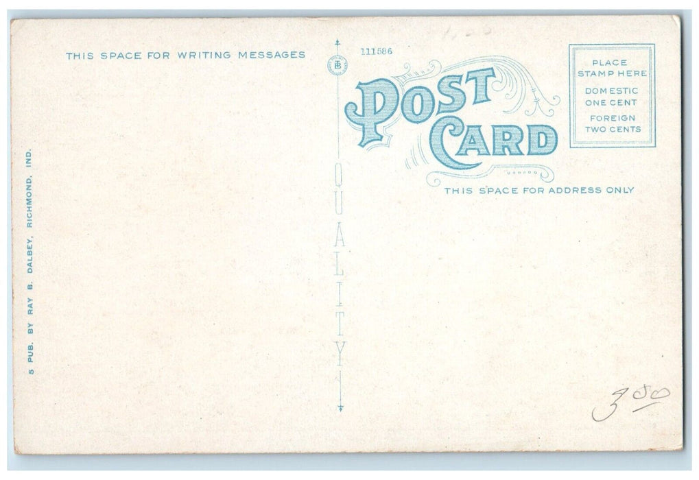 Masonic Temple And North 9th Street Cars Ford Richmond Indiana IN Postcard