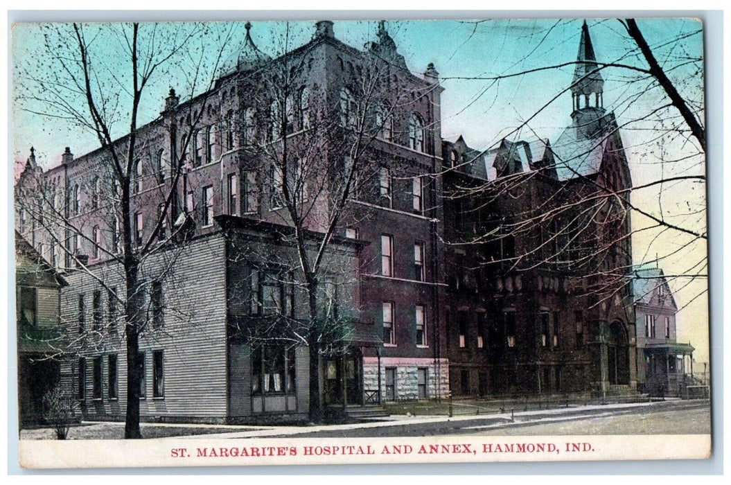 1909 St. Margarite's Hospital And Annex Hammond Indiana IN Antique Postcard