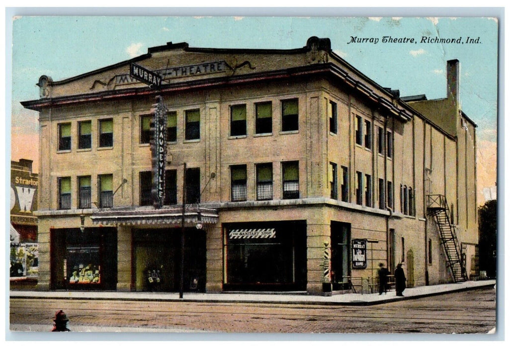 c1910's Murray Theater Sanitary Shop Scene Street Richmond Indiana IN Postcard