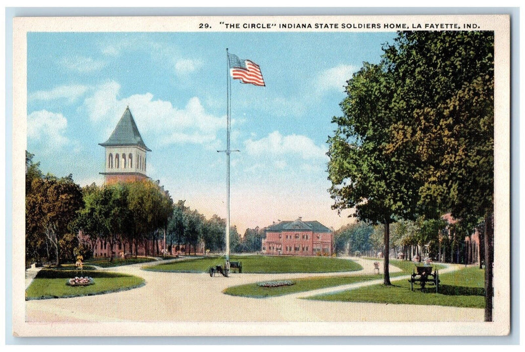 c1930's The Circle Indiana State Soldiers Home La Fayette Indiana IN Postcard