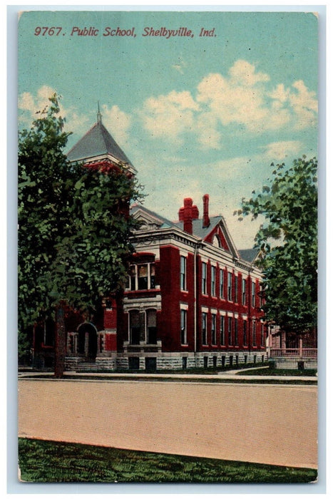 c1910's Public School Building Shelbyville Indiana IN Unposted Antique Postcard