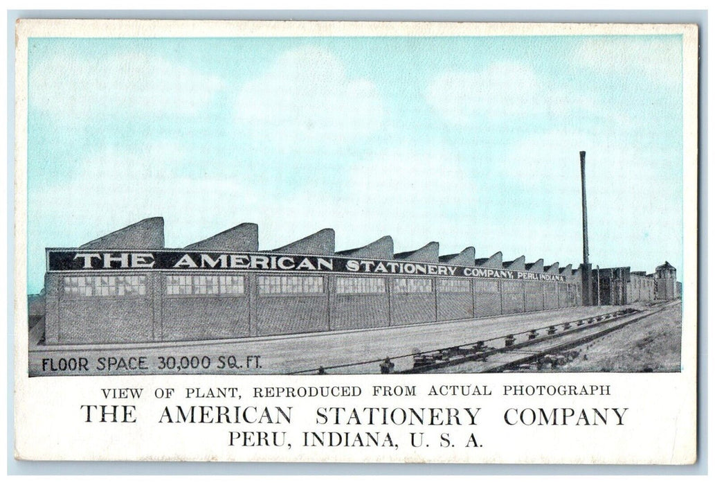 c1910's The American Stationery Company Peru Indiana IN Antique Postcard