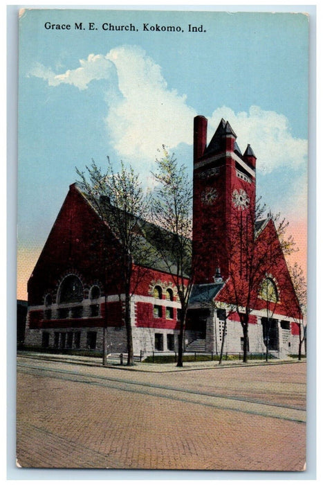 c1910 View of Grace M.E. Church Kokomo Indiana IN Antique Unposted Postcard