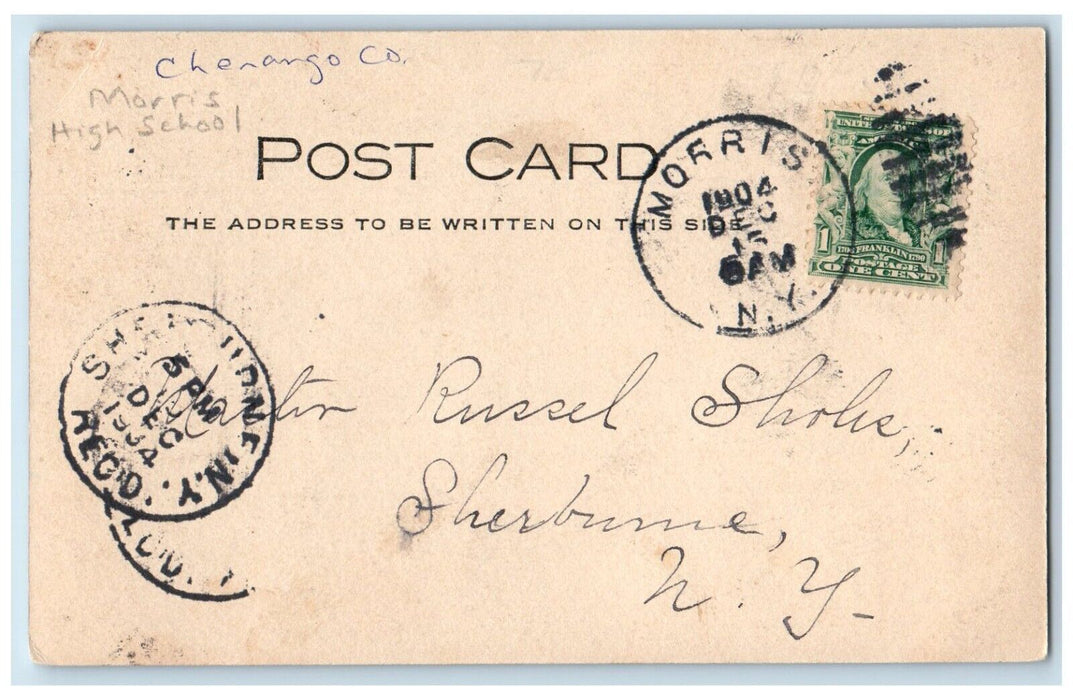 1904 Morris High School View Chenango County New York NY RPPC Photo Postcard
