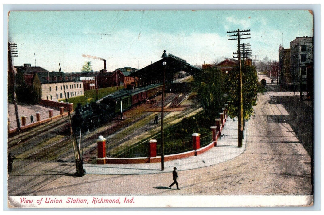 1910 View Of Union Station Richmond Indiana IN Posted Antique Postcard