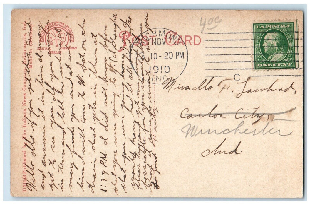 1910 View Of Union Station Richmond Indiana IN Posted Antique Postcard