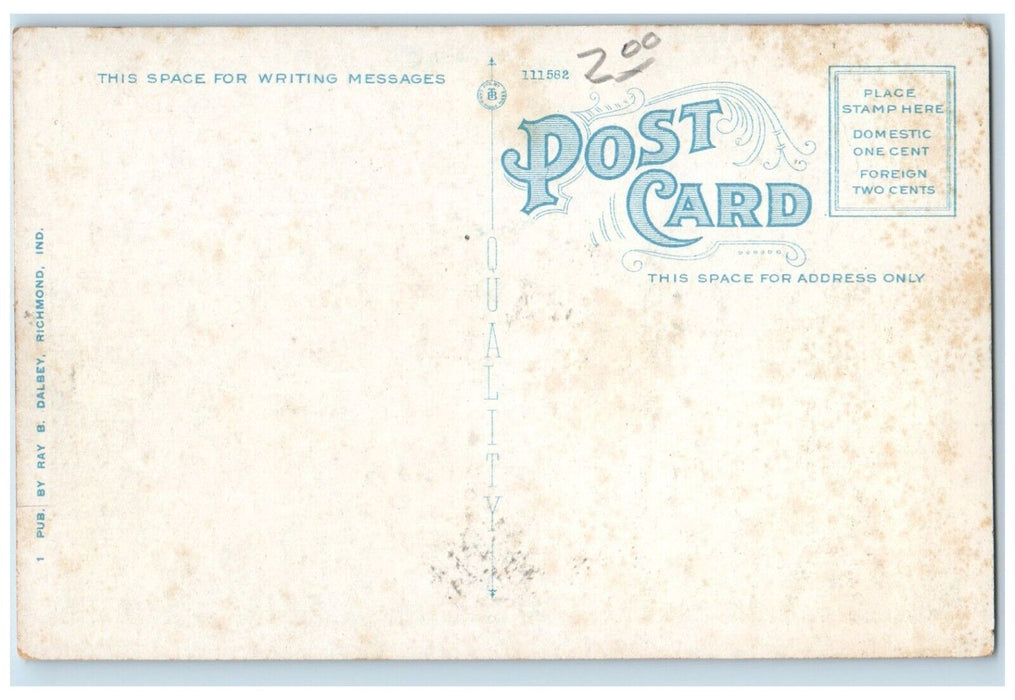 c1920's Main Street Bridge Trolley Car Richmond Indiana IN Vintage Postcard