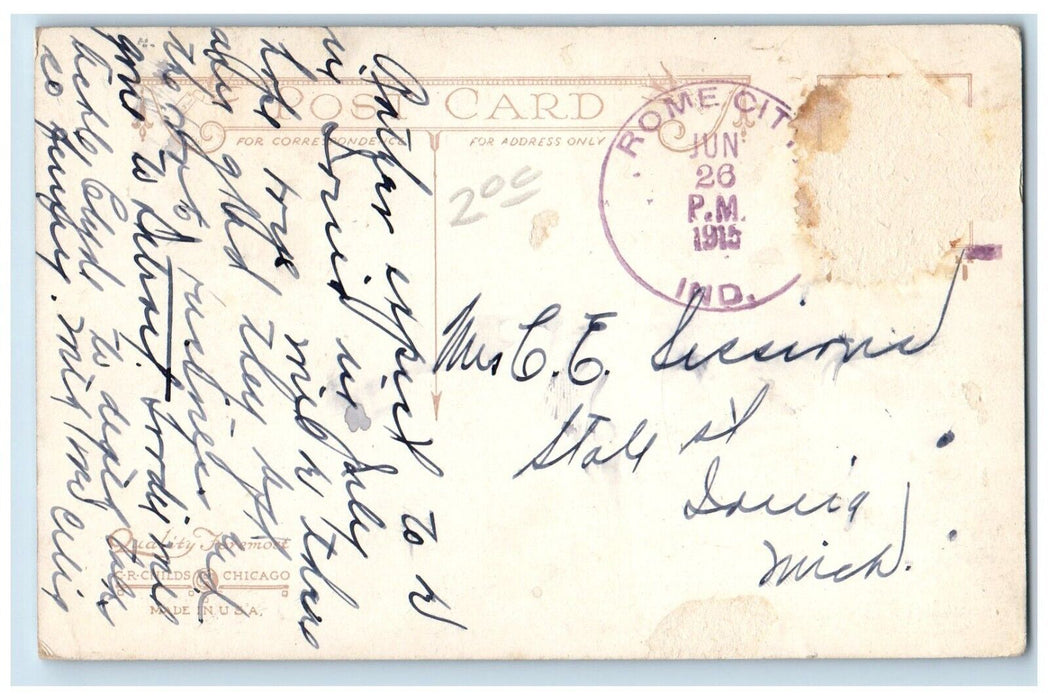 1915 View Of The Old Willow Tree And Bathers Rome City Indiana IN Postcard