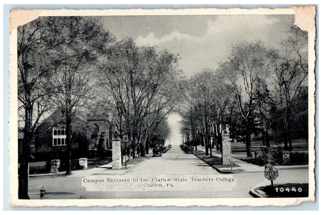 1940 Campus Entrance to the Clarion State Teachers College Clarion PA Postcard
