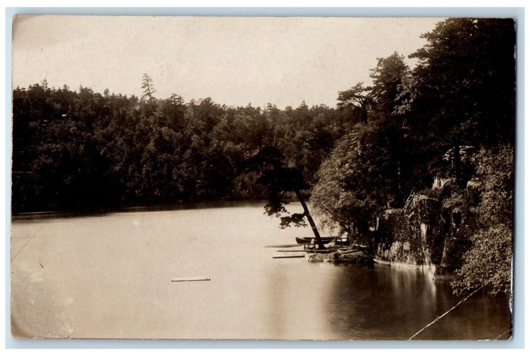 1944 Lake Forest View Boats Dock Auburn New York NY RPPC Photo Postcard