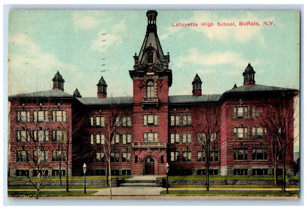 1911 Lafayette High School Front View Buffalo New York NY Antique Postcard