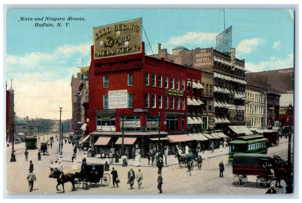 c1910 Furnished Rooms Advertising Space Main Niagara Streets Buffalo NY Postcard