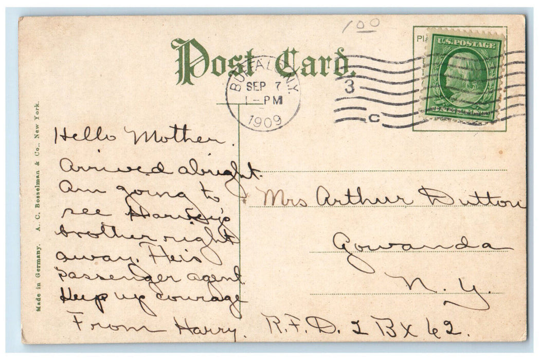 1909 Hotel Lafayette Buffalo New York NY AC Bosselman & Co. Postcard