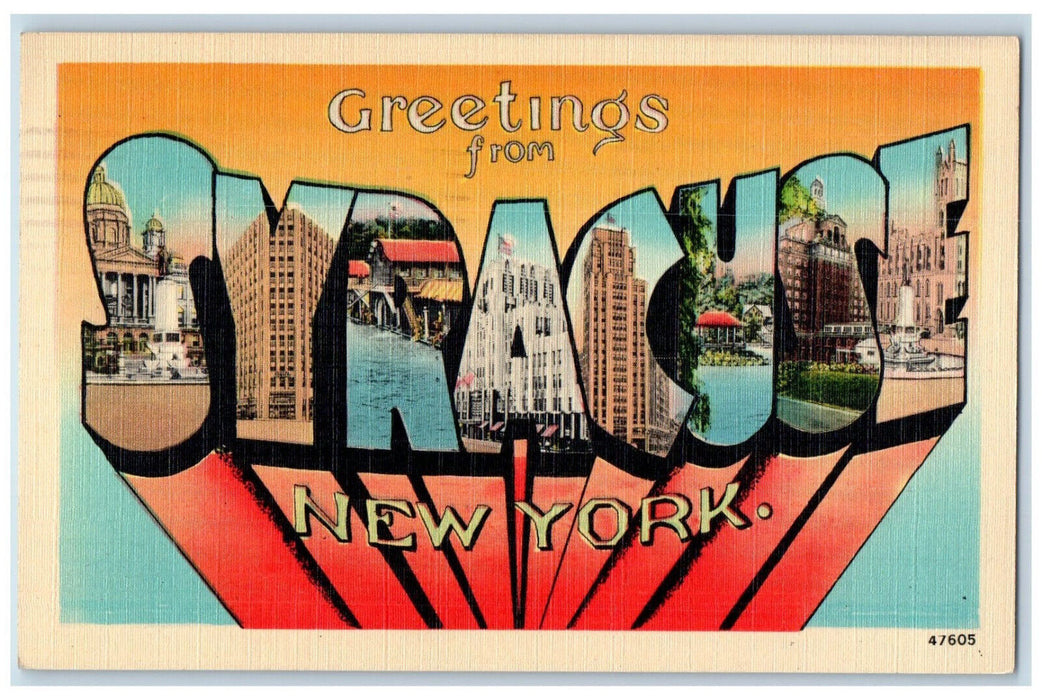 1948 Greetings from Syracuse New York NY Large Letter Multiview Postcard