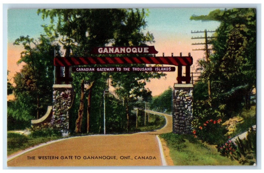 c1950's Arch The Western Gate to Gananoque Ontario Canada Unposted Postcard
