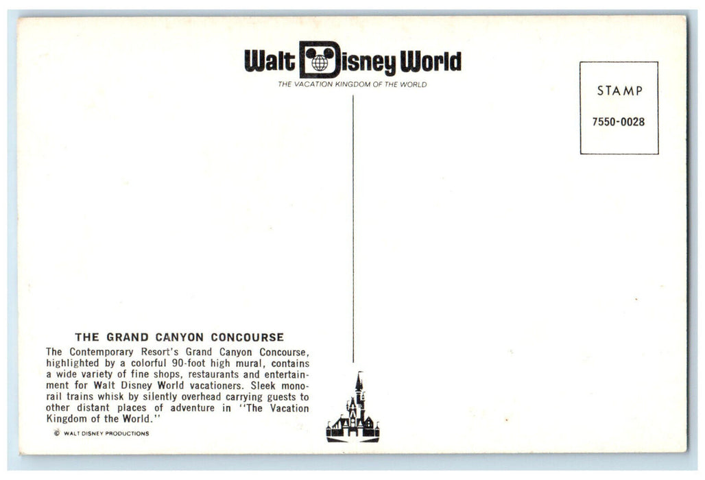 c1960's The Grand Canyon Concourse Walt Disney World Orlando Florida FL Postcard