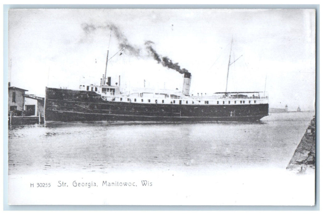 c1940's Steamer Georgia Manitowoc Wisconsin WI Unposted Photo Postcard