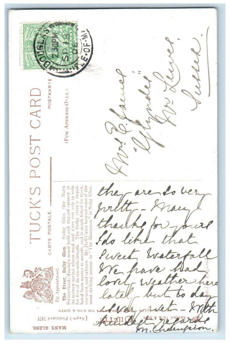 1906 The River Sulby Glen (The Manx Switzerland) Oilette Tuck Art Postcard