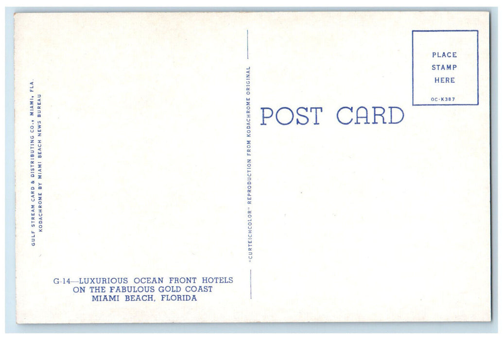 c1960s Ocean Front Hotels on Fabulous Gold Coast Miami Beach Florida FL Postcard