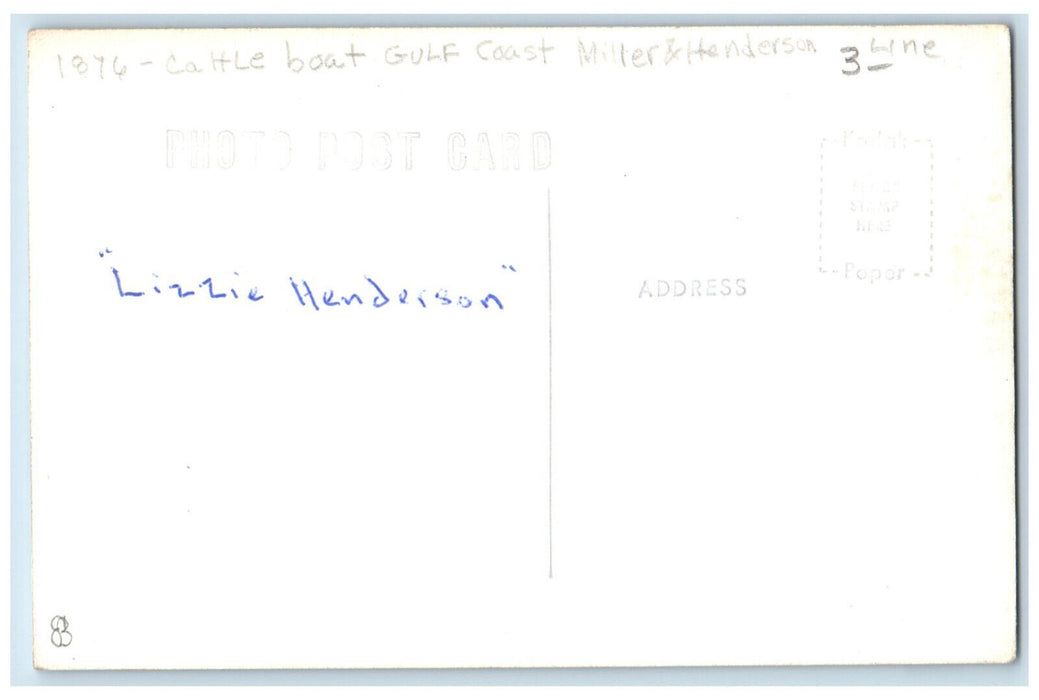 c1940's Cattle Boat Gulf Coast Miller & Henderson Line Unposted Postcard