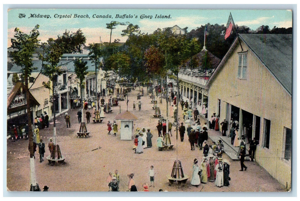 c1910 The Midway Crystal Beach Canada Buffalo's Coney Island Antique Postcard
