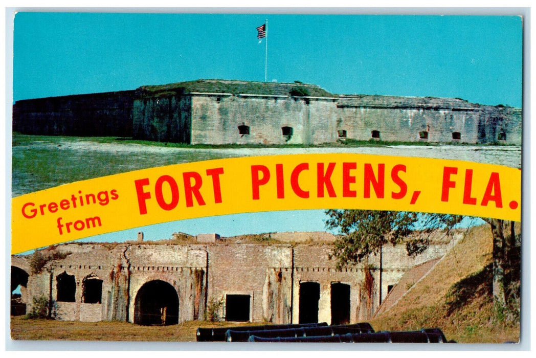 c1960's Multiview Santa Rosa Island Greetings from Fort Pickens FL Postcard