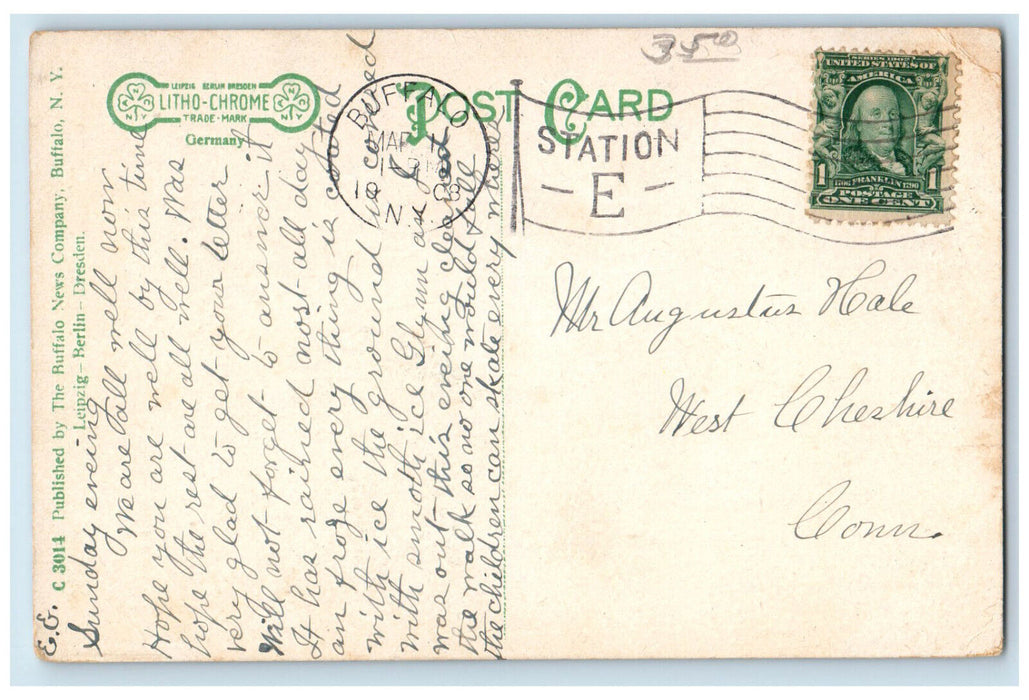 1908 Motor Boat Sailboat Jack Knife Bridge Harbor Buffalo New York NY Postcard