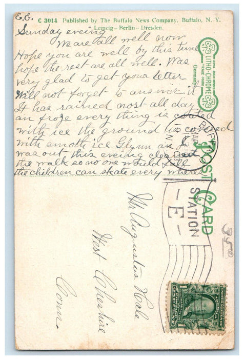 1908 Motor Boat Sailboat Jack Knife Bridge Harbor Buffalo New York NY Postcard