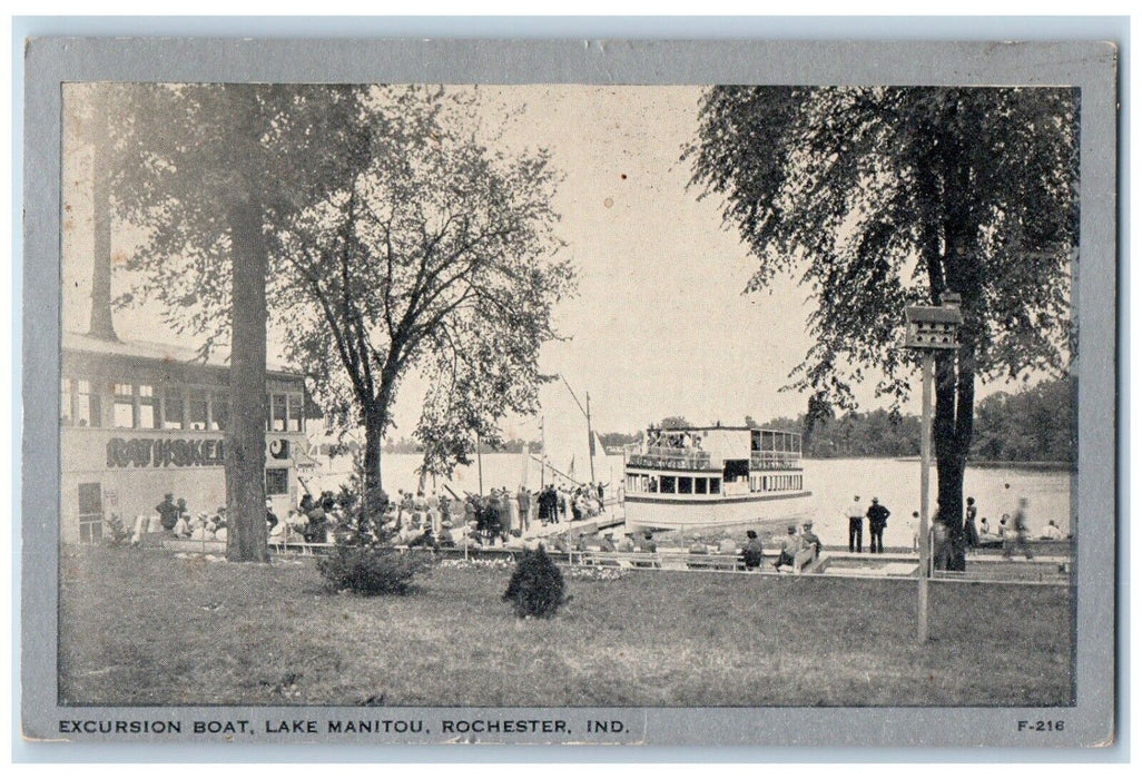 Excursion Boat Lake Manitou Boat Bird House Rochester Indiana IN Postcard