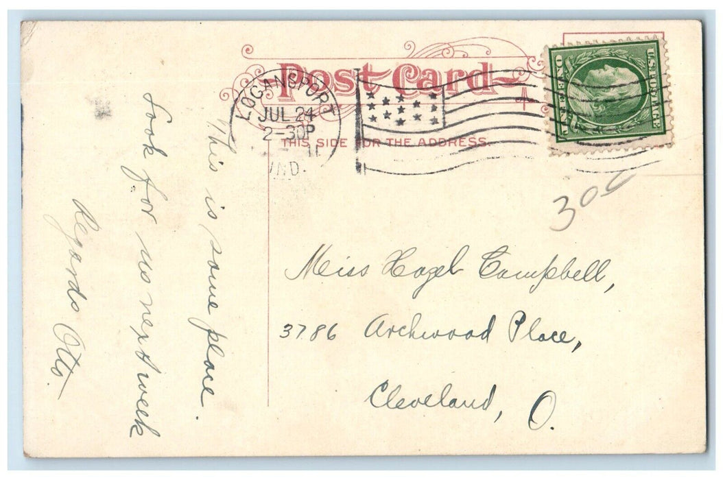 1911 Market Street Looking East Logansport Indiana IN Posted Antique Postcard
