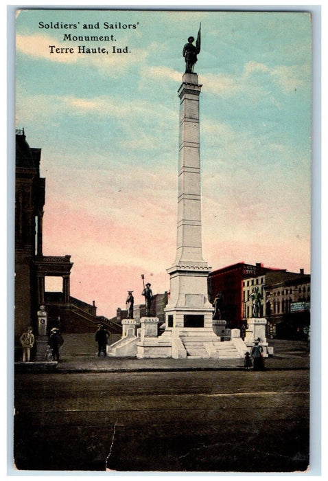 1911 Soldier's Sailors Monument Terre Haute Indiana IN S.H. Knox & Co Postcard