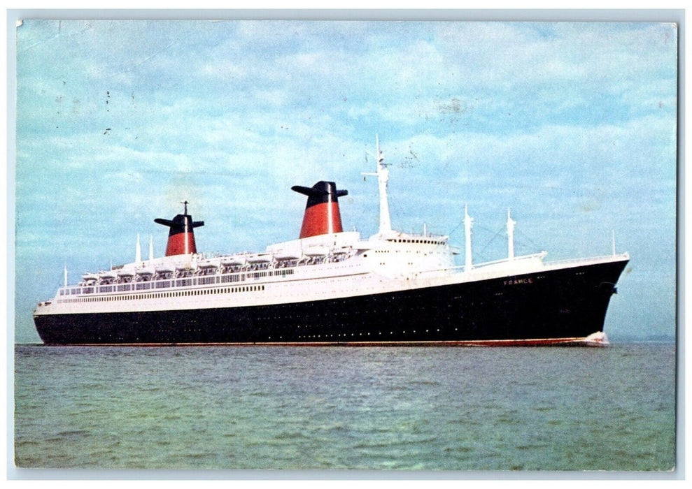 1971 French Line France Longest Liner World Voyage Southampton New York Postcard