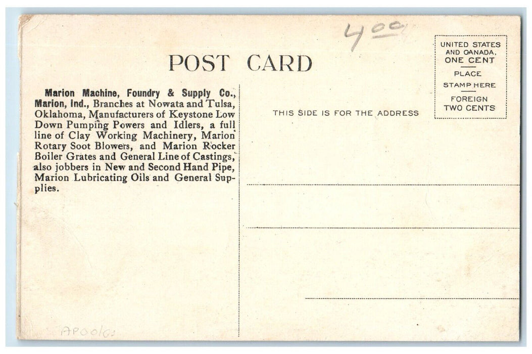 c1910 Main Office Works of Marion Machine Foundry & Supply Indiana IN Postcard
