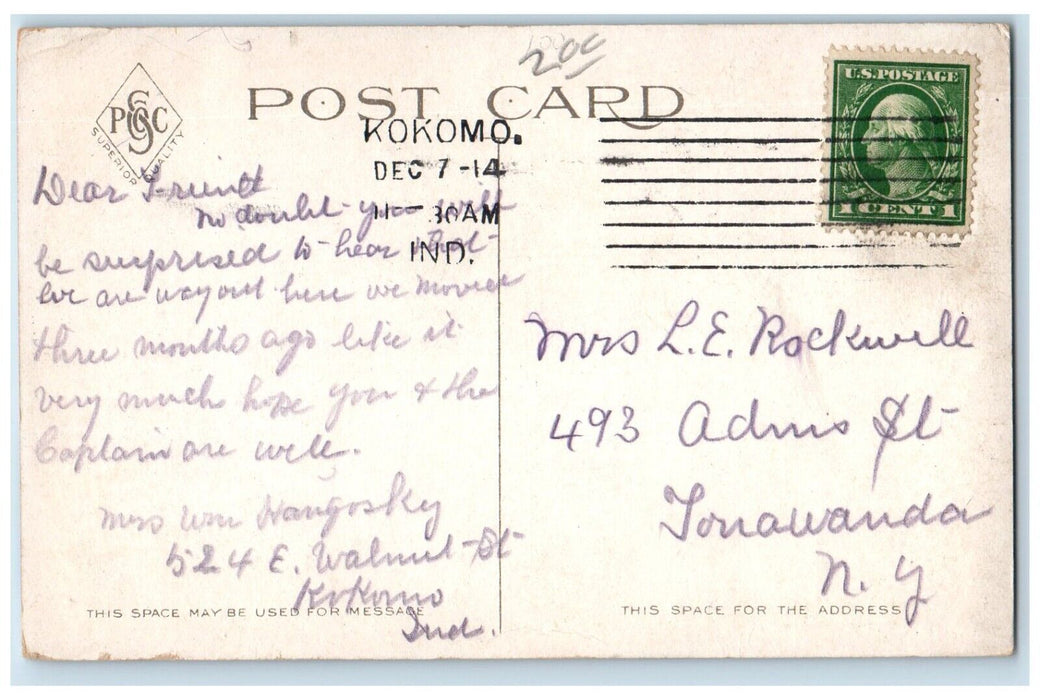 1914 Kokomo High School Building Kokomo Indiana IN Antique Posted Postcard