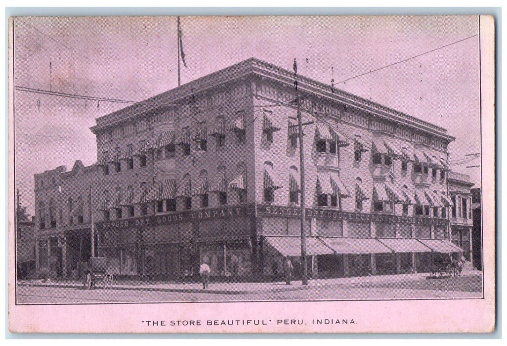 1910 The Store Beautiful Peru Indiana IN, Senger Dry Goods Company Postcard