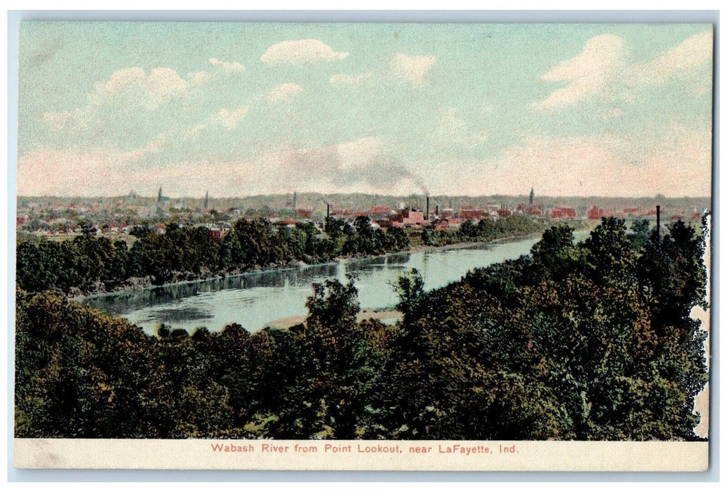 c1910 Wabash River from Point Lookout Near La Fayette Indiana IN Postcard