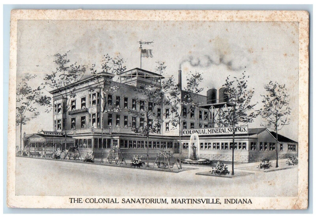 1910 The Colonial Sanatorium Martinsville Indiana IN Antique Posted Postcard
