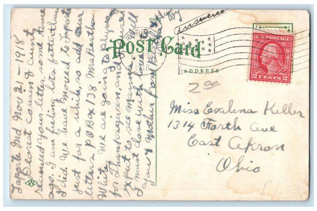 1918 High School Building Entrance La Porte Indiana IN Antique Posted Postcard