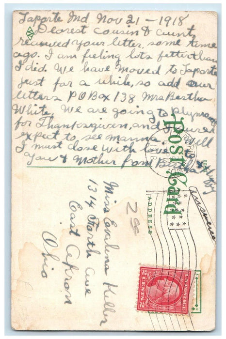 1918 High School Building Entrance La Porte Indiana IN Antique Posted Postcard