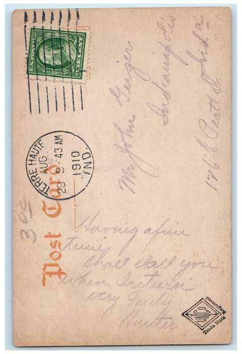 1910 The Soldier's Sailors Monument Terre Haute Indiana IN Antique Postcard