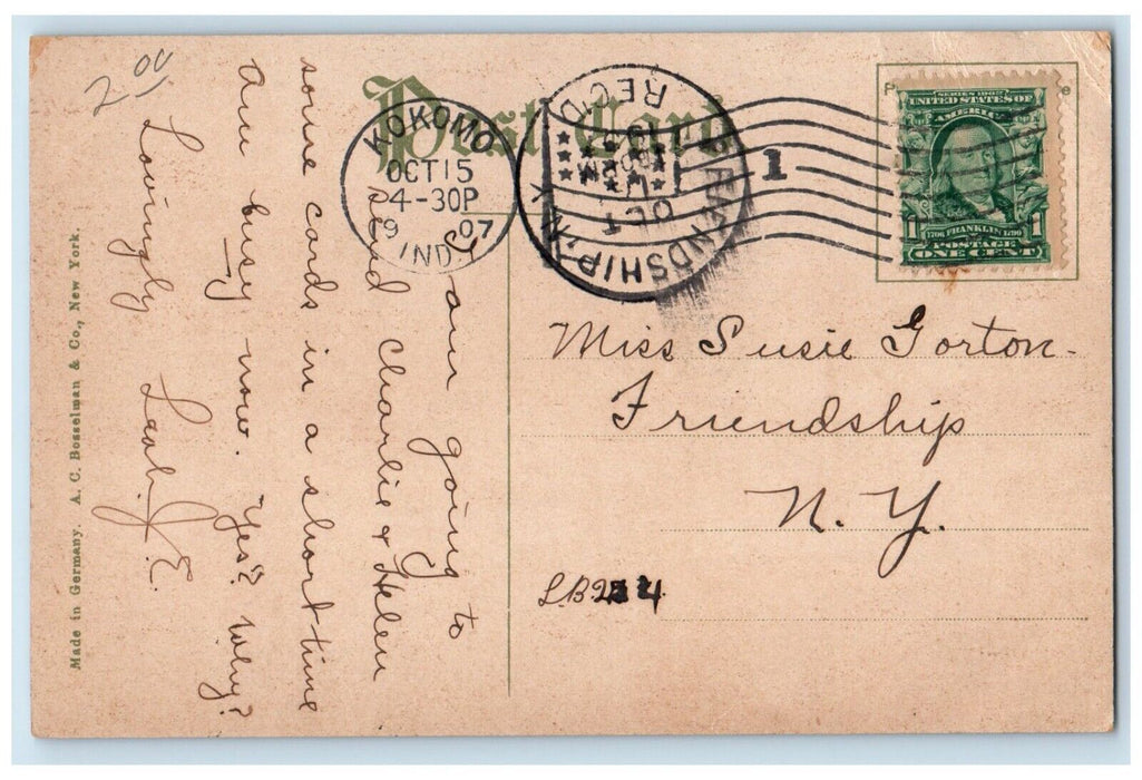 1907 Scenic View City Park Hut Trees Kokomo Indiana IN Vintage Antique Postcard