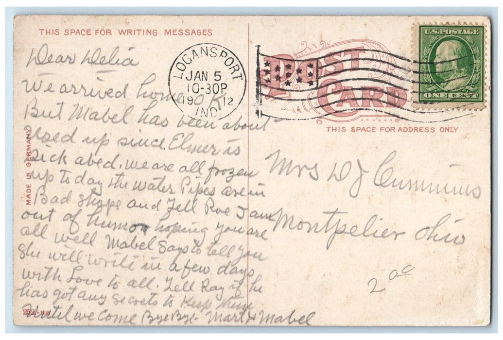 1912 I.U.T Bridge River Logansport Indiana IN Posted Antique Postcard