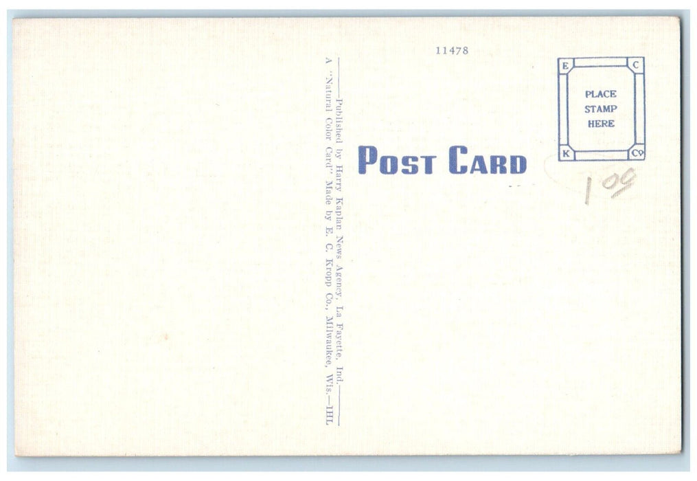 c1940's Boat Scene Main Street Levee La Fayette Indiana IN Vintage Postcard
