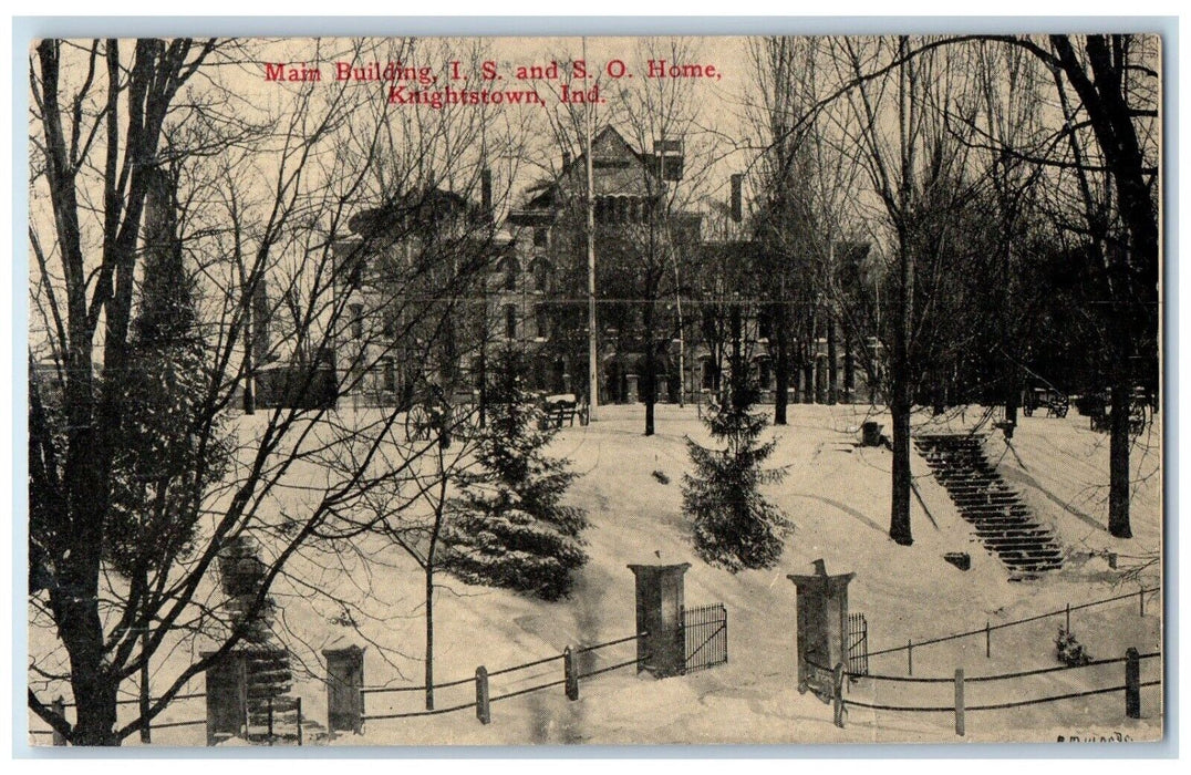 c1910 Main Building IS SO Home Winter Knightstown Indiana IN Vintage Postcard