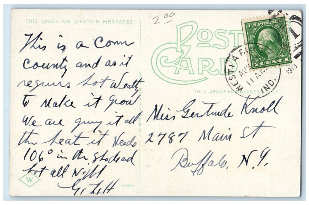1913 Country Club West La Fayette Indiana IN Posted Antique Photochrom Postcard