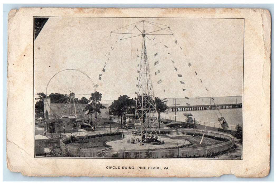 c1905 Circle Swing Pine Beach Virginia VA Antique Posted Postcard