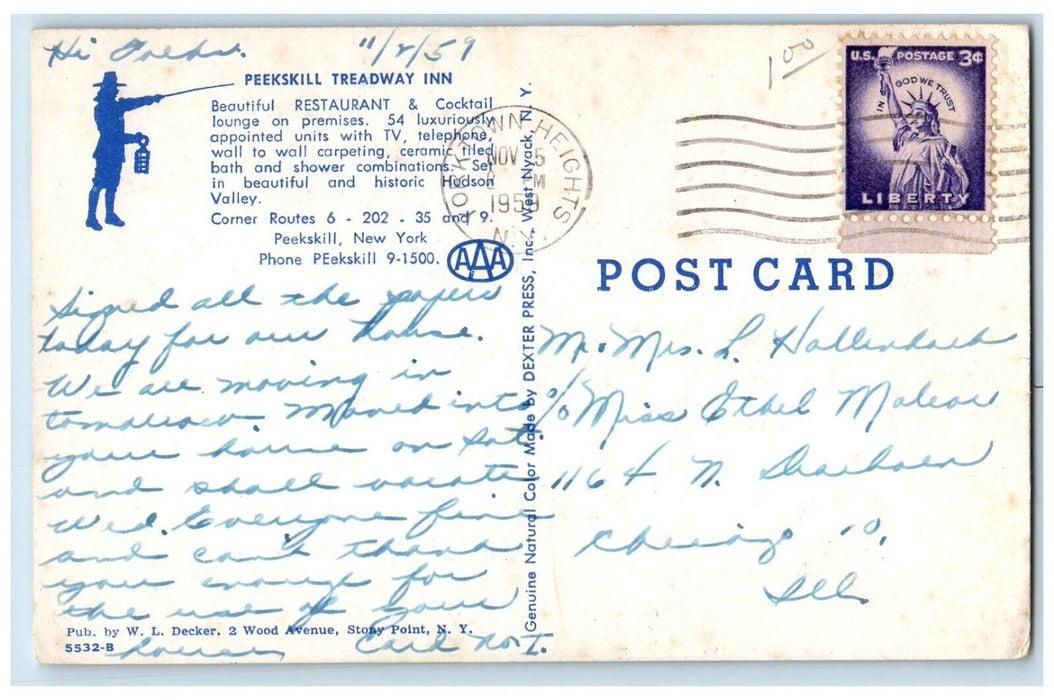 1959 Peekskill Treadway Inn And Restaurant Pool Peekskill New York NY Postcard