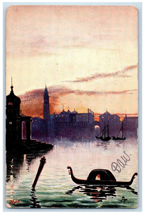 1906 Steamer, Church Venice Italy Unposted Antique Oilette Tuck Art Bob Postcard