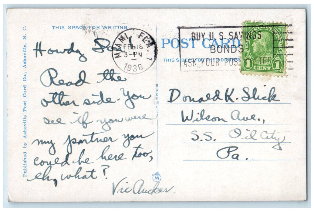1936 Choosing Right Word This is a Picture of Miami Beach Florida FL Postcard