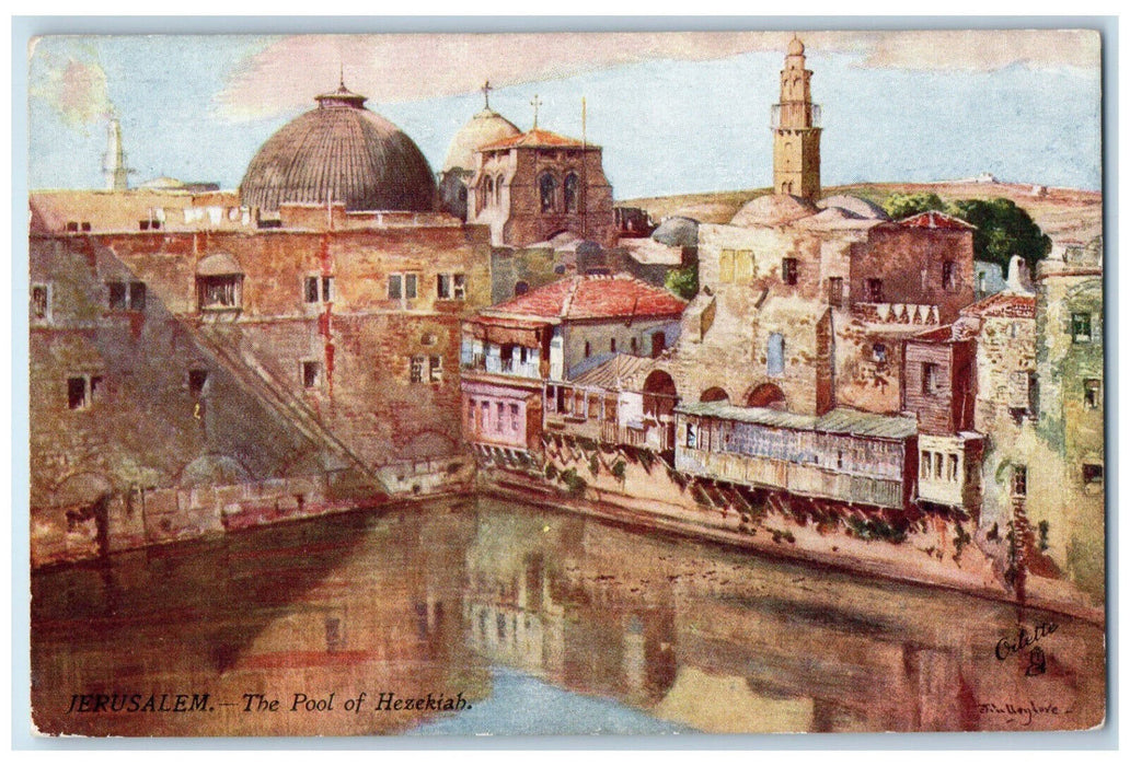 c1910 Holy Land The Pool of Hezekiah Jerusalem Israel Oilette Tuck Art Postcard
